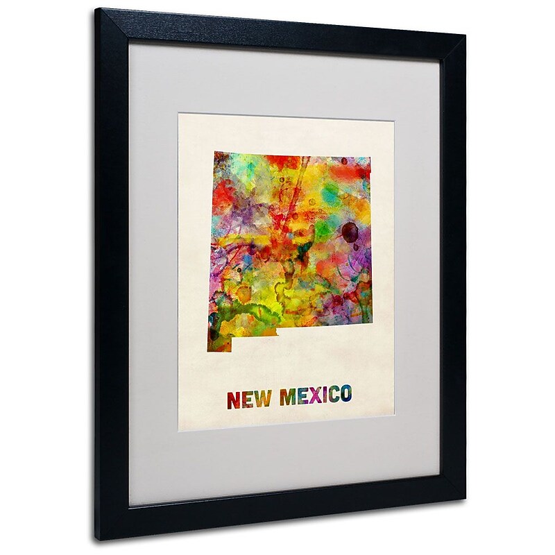 Trademark Fine Art 'New Mexico Map' 16" x 20" Black Frame Art image 1