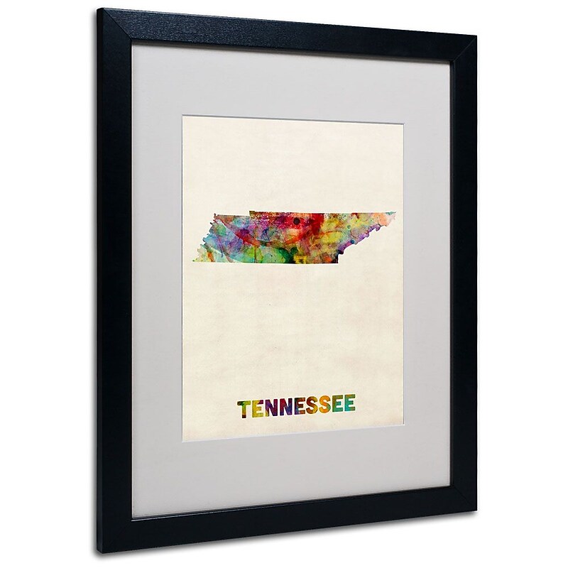 Trademark Fine Art 'Tennessee Map' 16" x 20" Black Frame Art image 1
