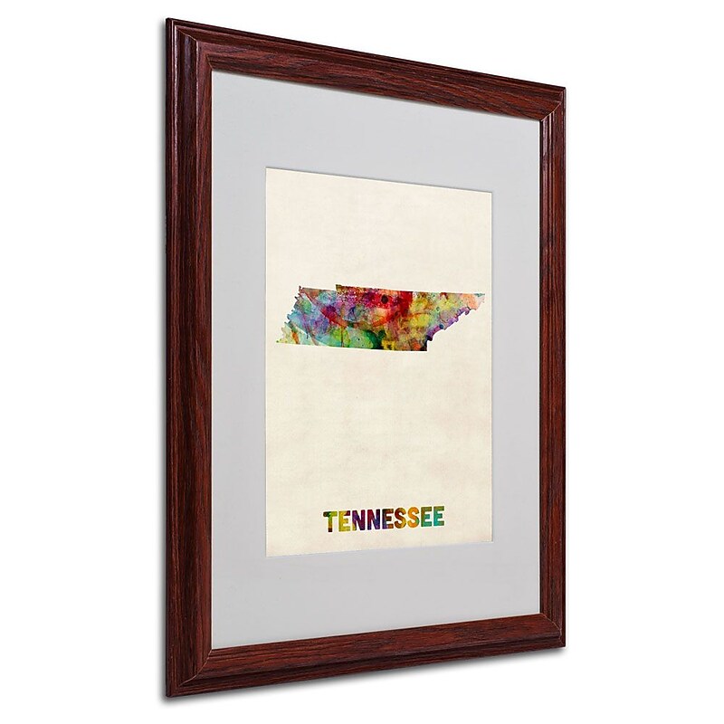 Trademark Fine Art 'Tennessee Map' 16" x 20" Wood Frame Art image 1