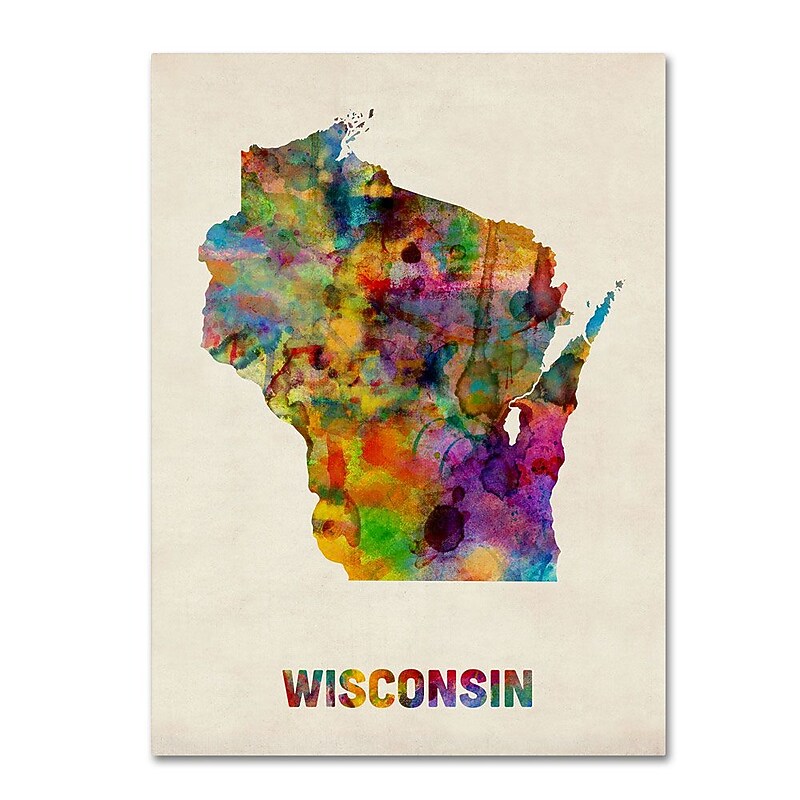 Trademark Fine Art 'Wisconsin Map' 18" x 24" Canvas Art image 1