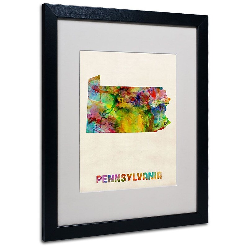 Trademark Fine Art 'Pennsylvania Map' 16" x 20" Black Frame Art image 1