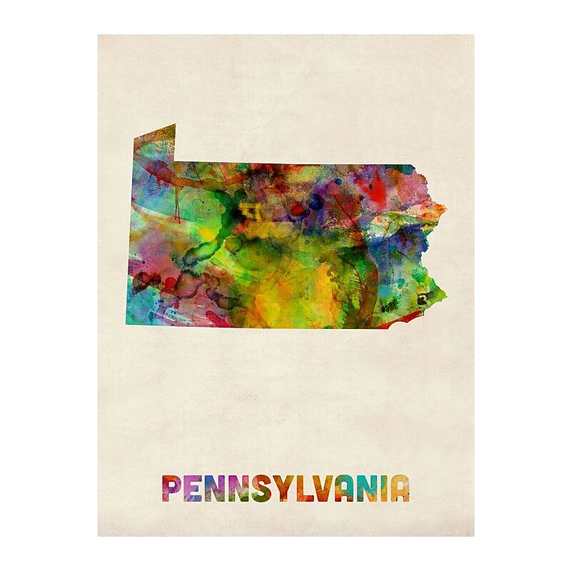 Trademark Fine Art 'Pennsylvania Map' 35" x 47" Canvas Art image 1