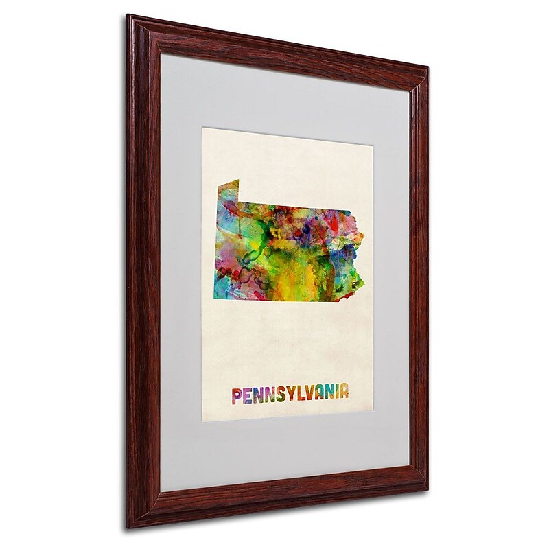 Trademark Fine Art 'Pennsylvania Map' 16" x 20" Wood Frame Art image 1
