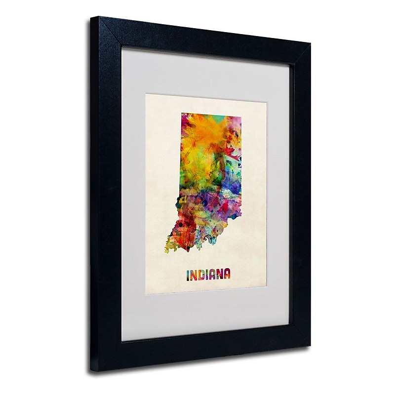 Trademark Fine Art 'Indiana Map' 11" x 14" Black Frame Art image 1