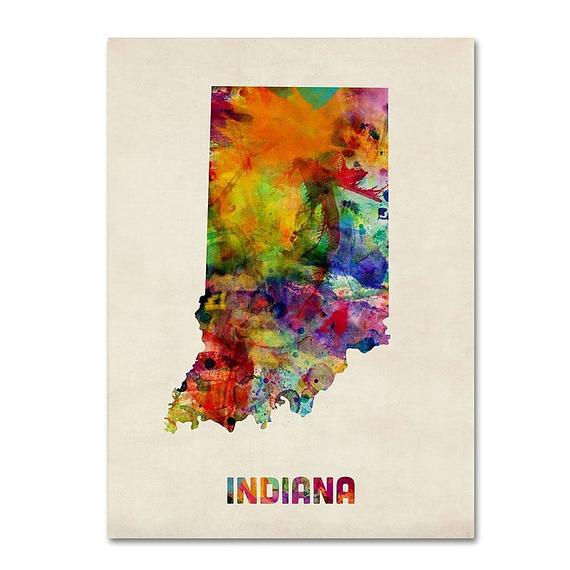 Trademark Fine Art 'Indiana Map' 24" x 32" Canvas Art image 1