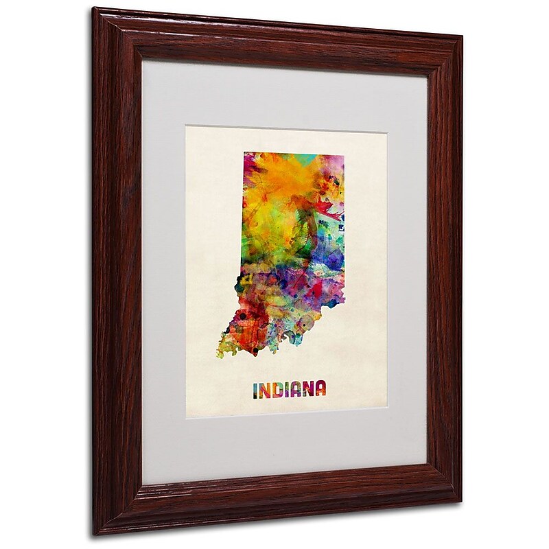 Trademark Fine Art 'Indiana Map' 11" x 14" Wood Frame Art image 1