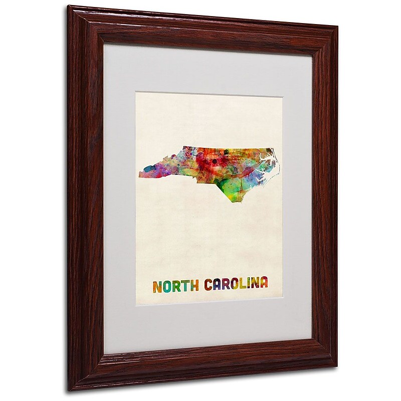 Trademark Fine Art 'North Carolina Map' 11" x 14" Wood Frame Art image 1
