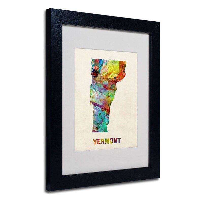 Trademark Fine Art 'Vermont Map' 11" x 14" Black Frame Art image 1