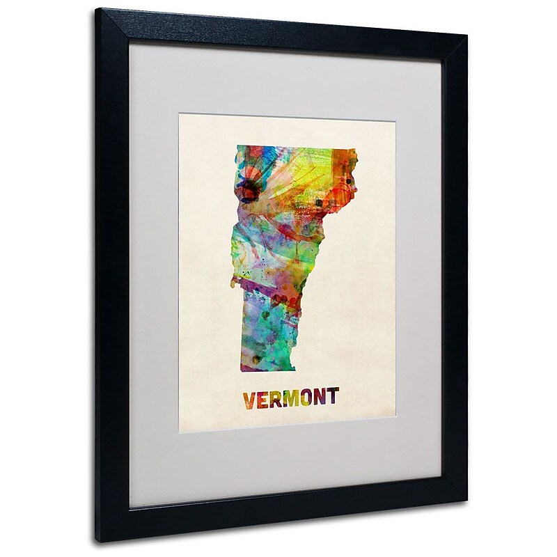 Trademark Fine Art 'Vermont Map' 16" x 20" Black Frame Art image 1