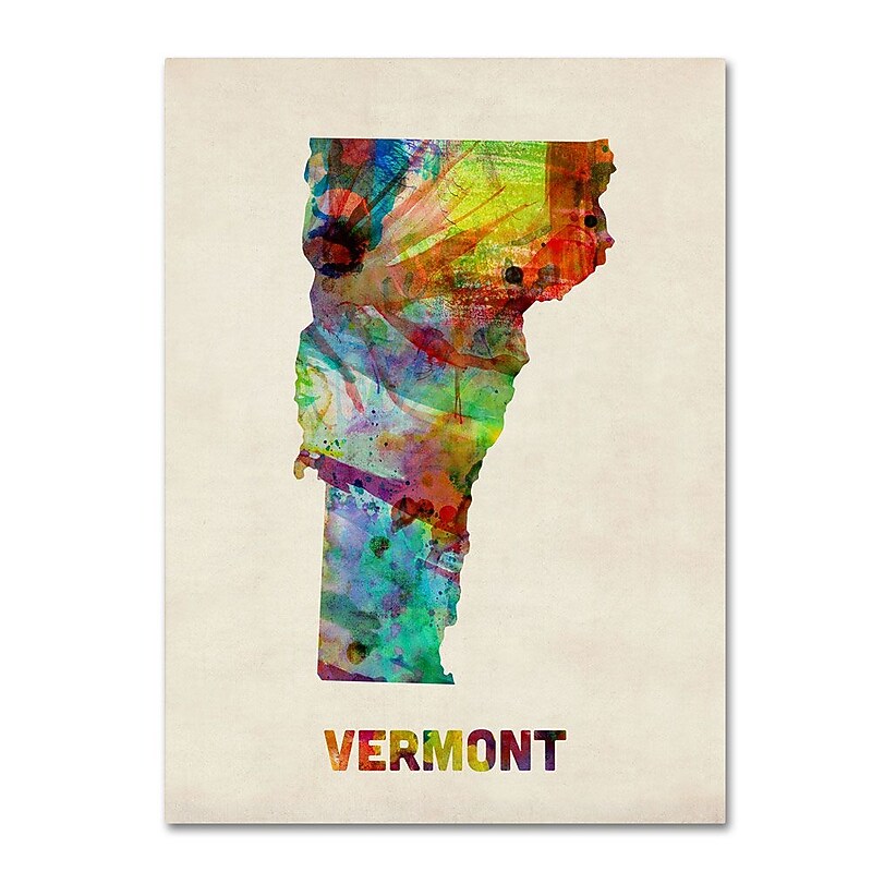 Trademark Fine Art 'Vermont Map' 24" x 32" Canvas Art image 1