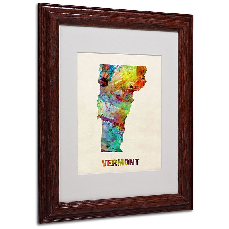 Trademark Fine Art 'Vermont Map' 11" x 14" Wood Frame Art image 1