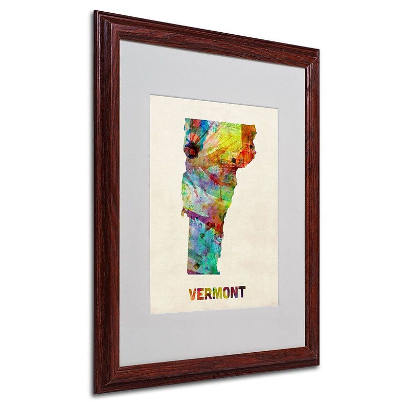 Trademark Fine Art 'Vermont Map' 16" x 20" Wood Frame Art image 1