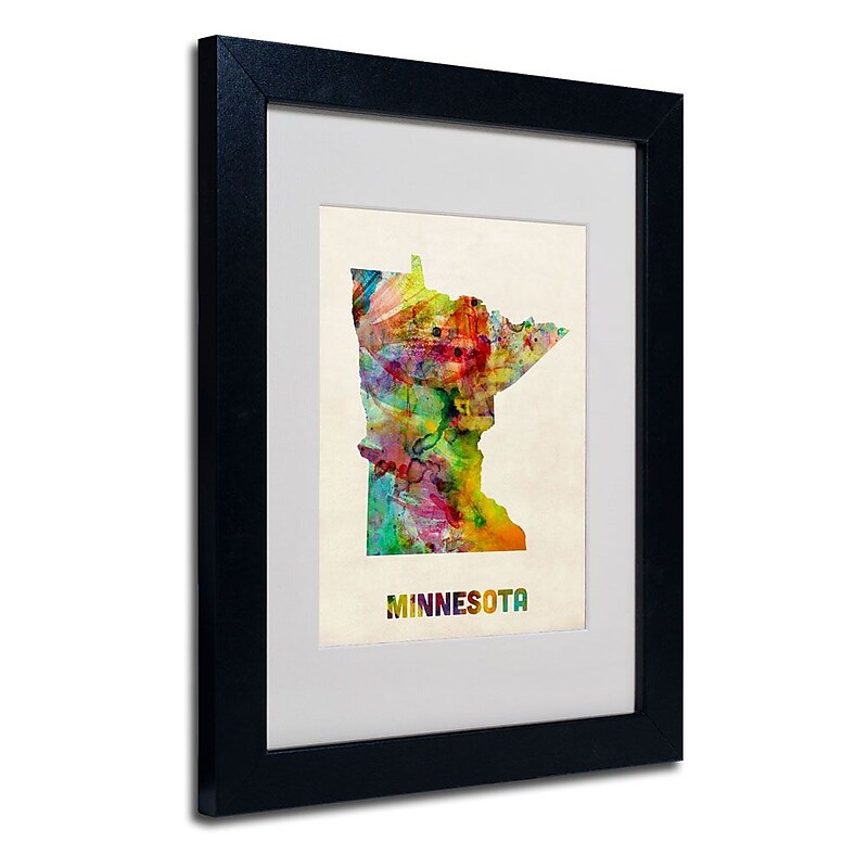 Trademark Fine Art 'Minnesota Map' 11" x 14" Black Frame Art image 1