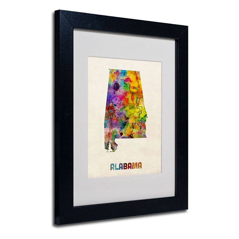 Trademark Fine Art 'Alabama Map' 11" x 14" Black Frame Art image 1