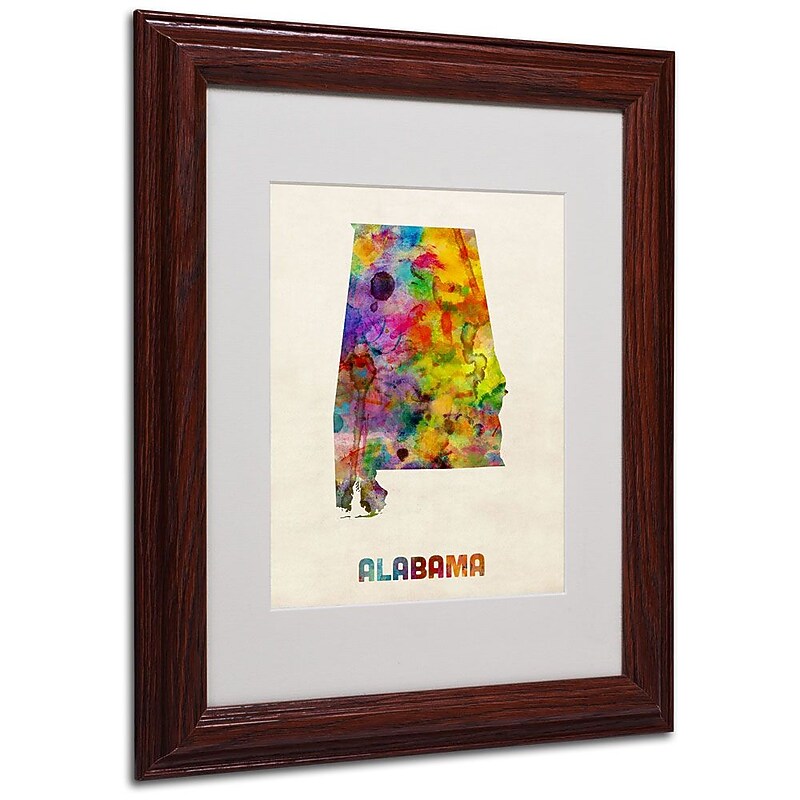 Trademark Fine Art 'Alabama Map' 11" x 14" Wood Frame Art image 1