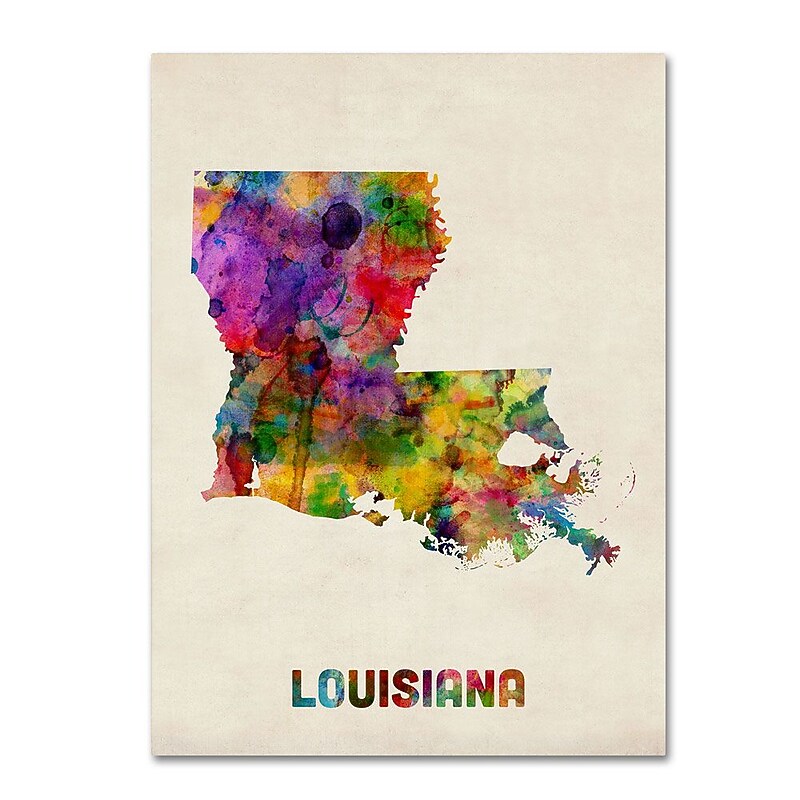 Trademark Fine Art 'Louisiana Map' 14" x 19" Canvas Art image 1