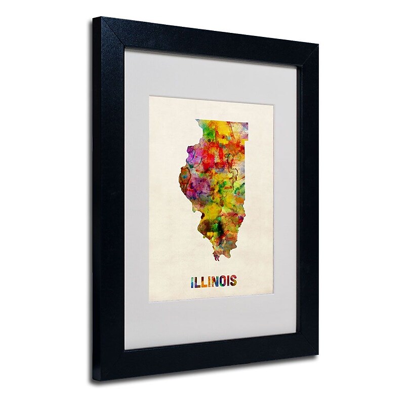 Trademark Fine Art 'Illinois Map' 11" x 14" Black Frame Art image 1