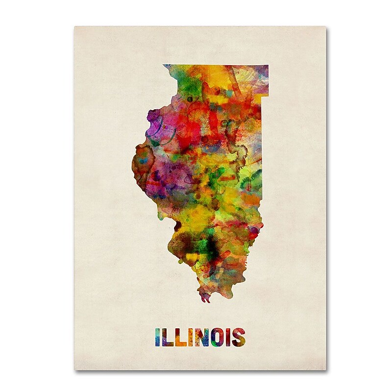 Trademark Fine Art 'Illinois Map' 24" x 32" Canvas Art image 1