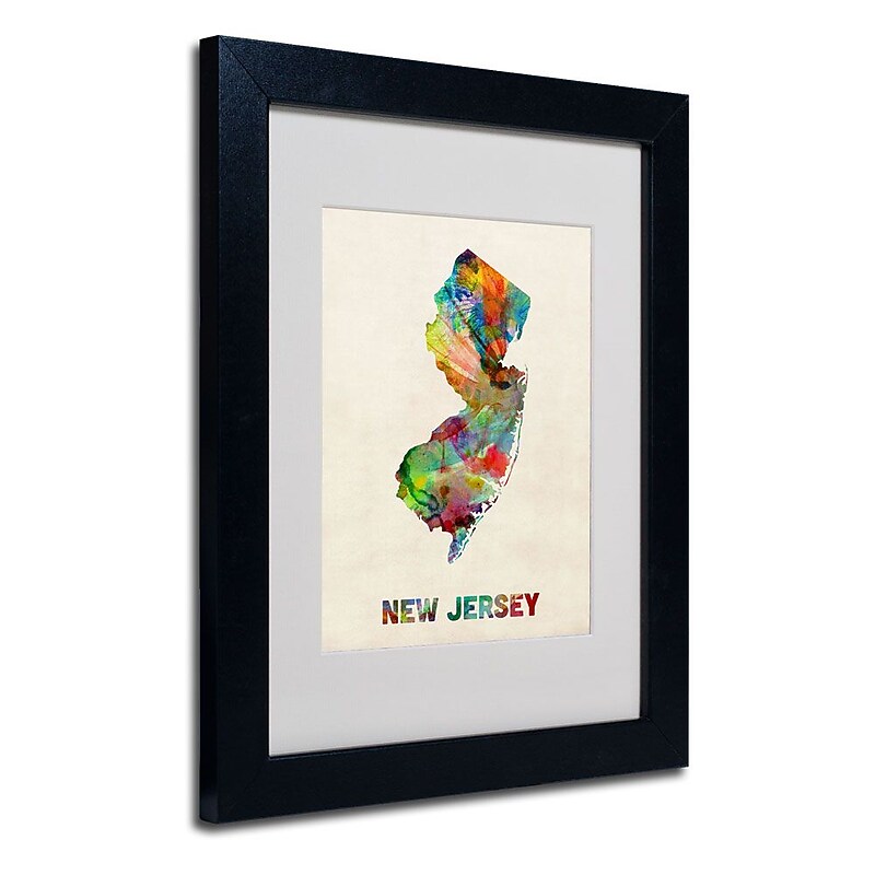 Trademark Fine Art 'New Jersey Map' 11" x 14" Black Frame Art image 1