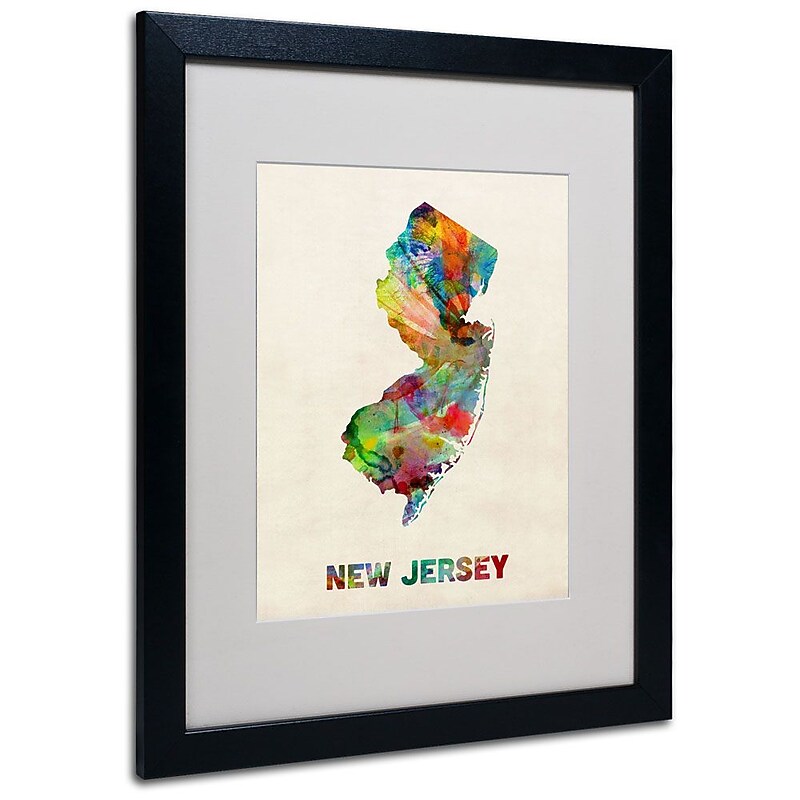 Trademark Fine Art 'New Jersey Map' 16" x 20" Black Frame Art image 1