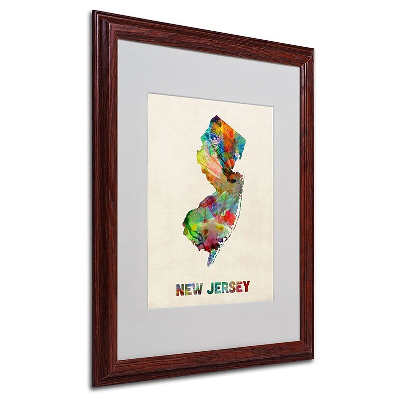 Trademark Fine Art 'New Jersey Map' 16" x 20" Wood Frame Art image 1