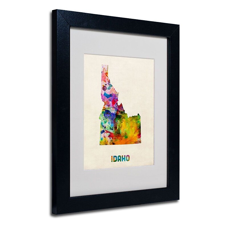 Trademark Fine Art 'Idaho Map' 11" x 14" Black Frame Art image 1