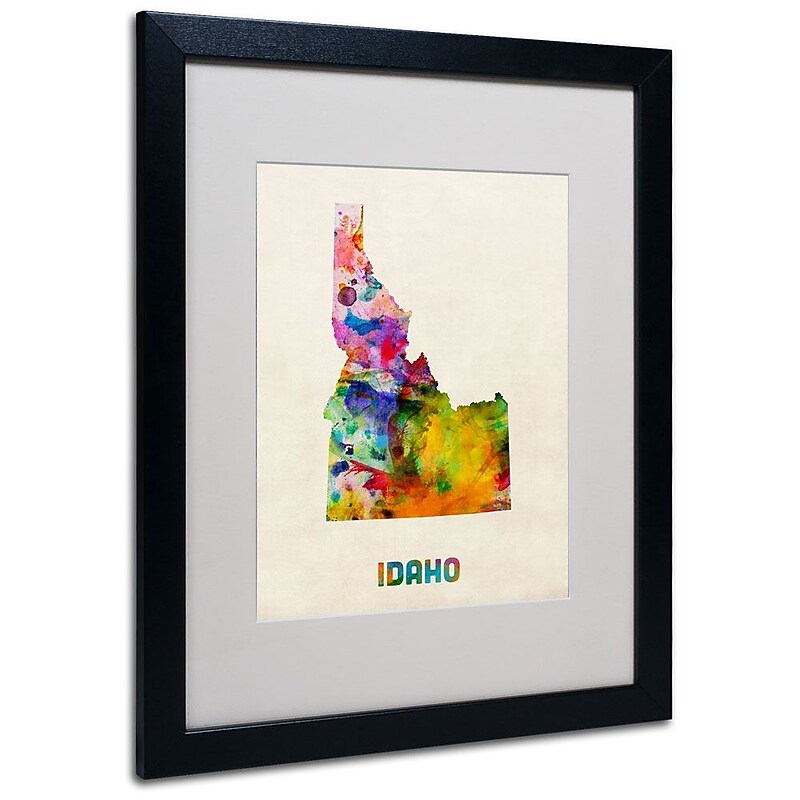Trademark Fine Art 'Idaho Map' 16" x 20" Black Frame Art image 1