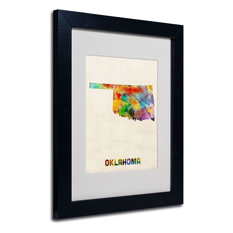Trademark Fine Art 'Oklahoma Map' 11" x 14" Black Frame Art image 1