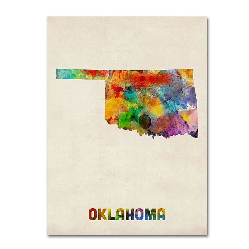 Trademark Fine Art 'Oklahoma Map' 24" x 32" Canvas Art image 1