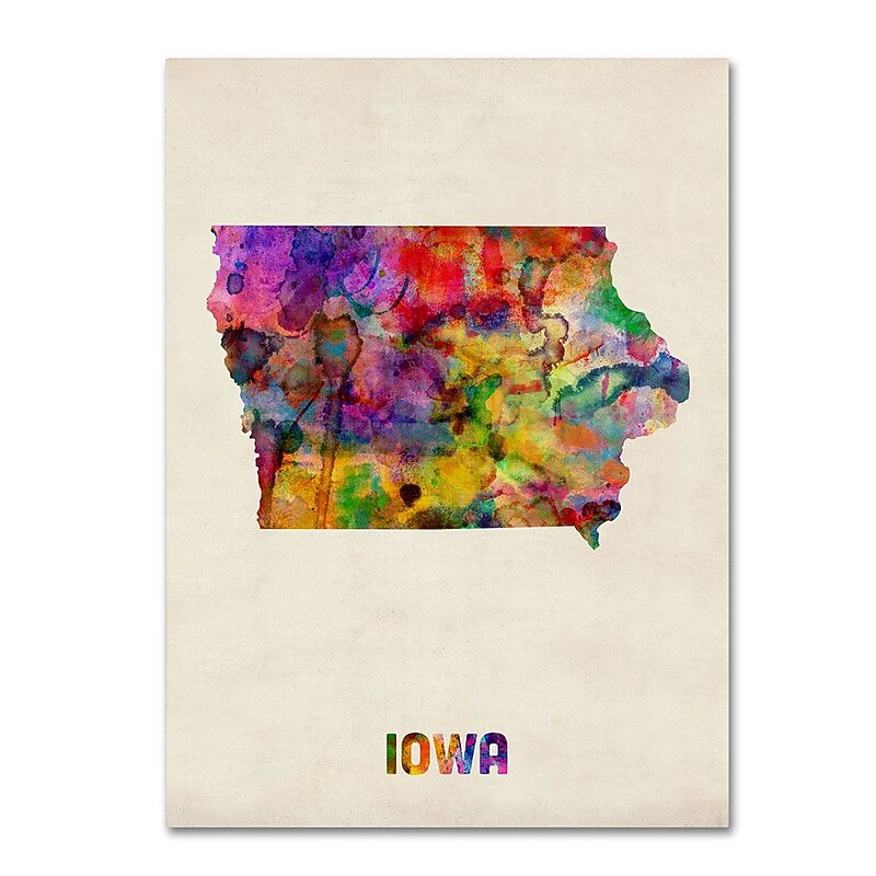 Trademark Fine Art 'Iowa Map' 24" x 32" Canvas Art image 1