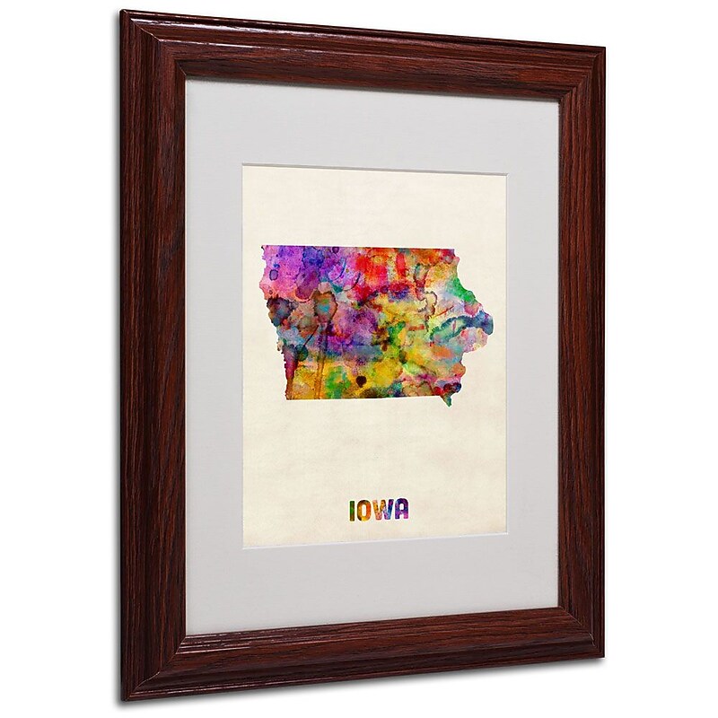 Trademark Fine Art 'Iowa Map' 11" x 14" Wood Frame Art image 1