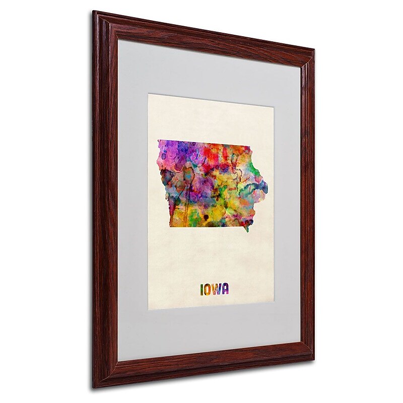 Trademark Fine Art 'Iowa Map' 16" x 20" Wood Frame Art image 1