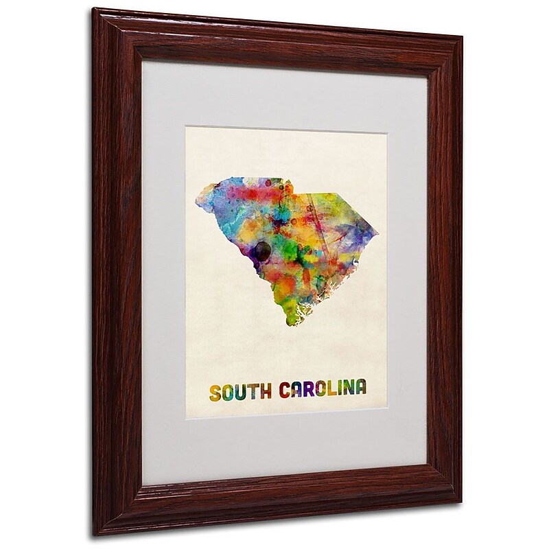 Trademark Fine Art 'South Carolina Map' 11" x 14" Wood Frame Art image 1