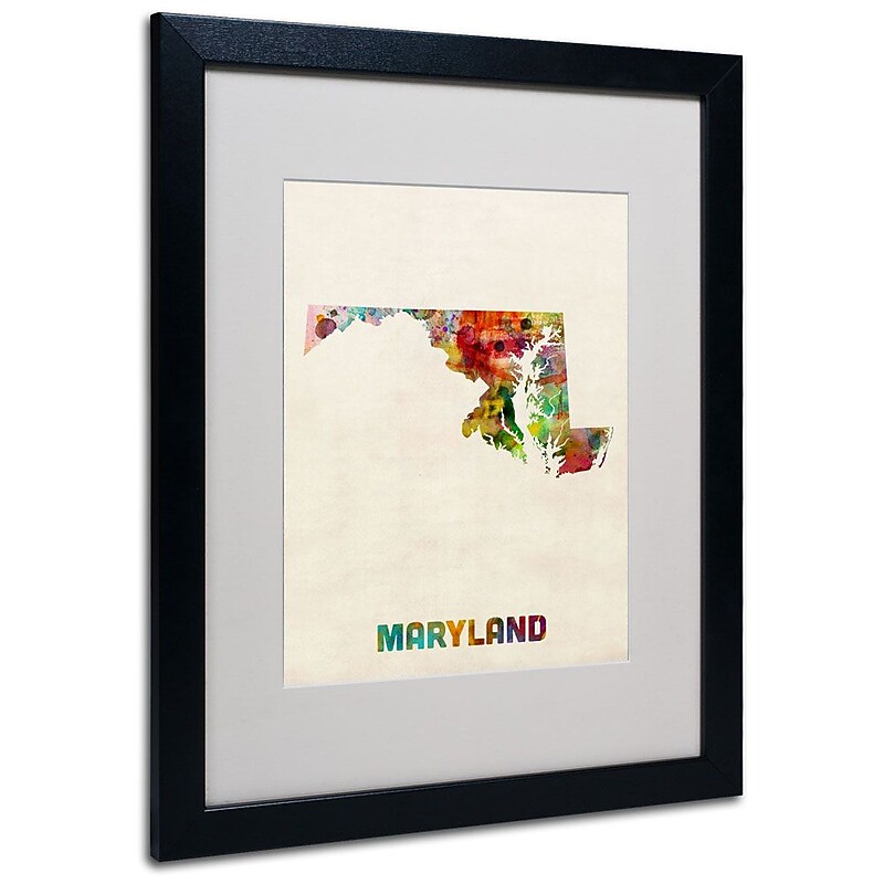 Trademark Fine Art 'Maryland Map' 16" x 20" Black Frame Art image 1