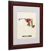 Trademark Fine Art 'Maryland Map' 11" x 14" Wood Frame Art