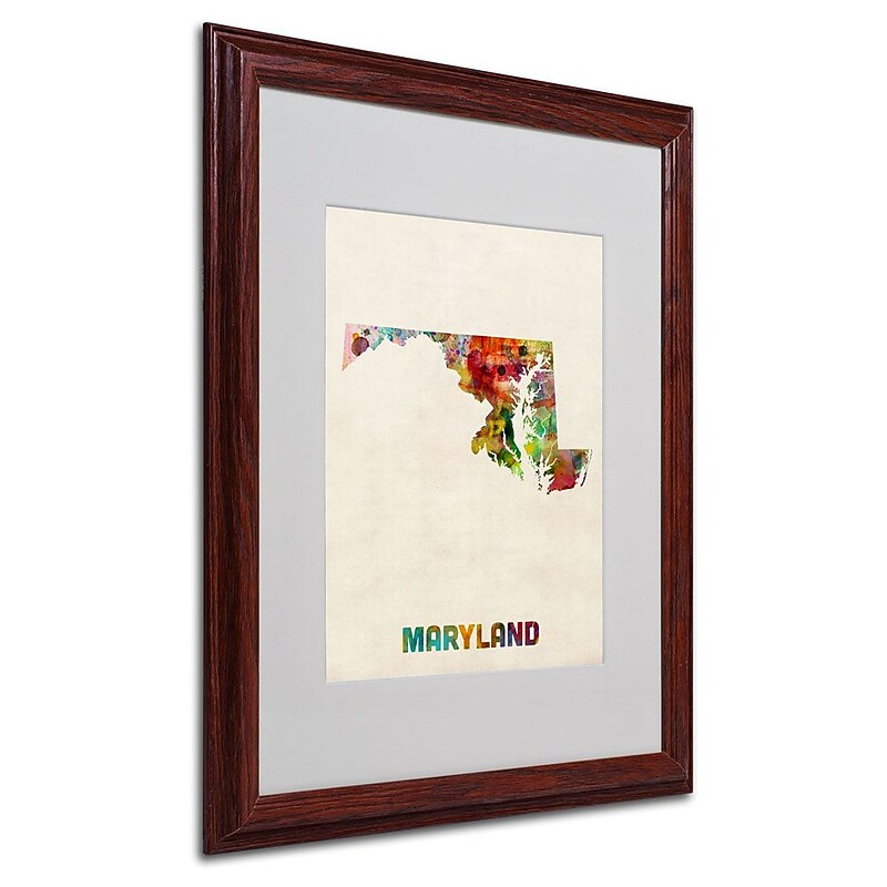 Trademark Fine Art 'Maryland Map' 16" x 20" Wood Frame Art image 1