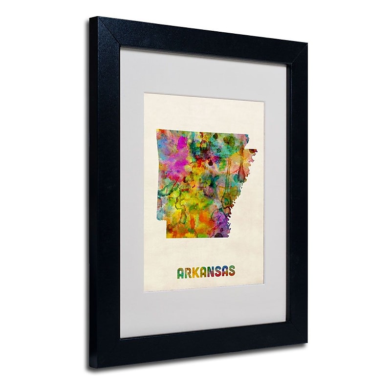 Trademark Fine Art 'Arkansas Map' 11" x 14" Black Frame Art image 1