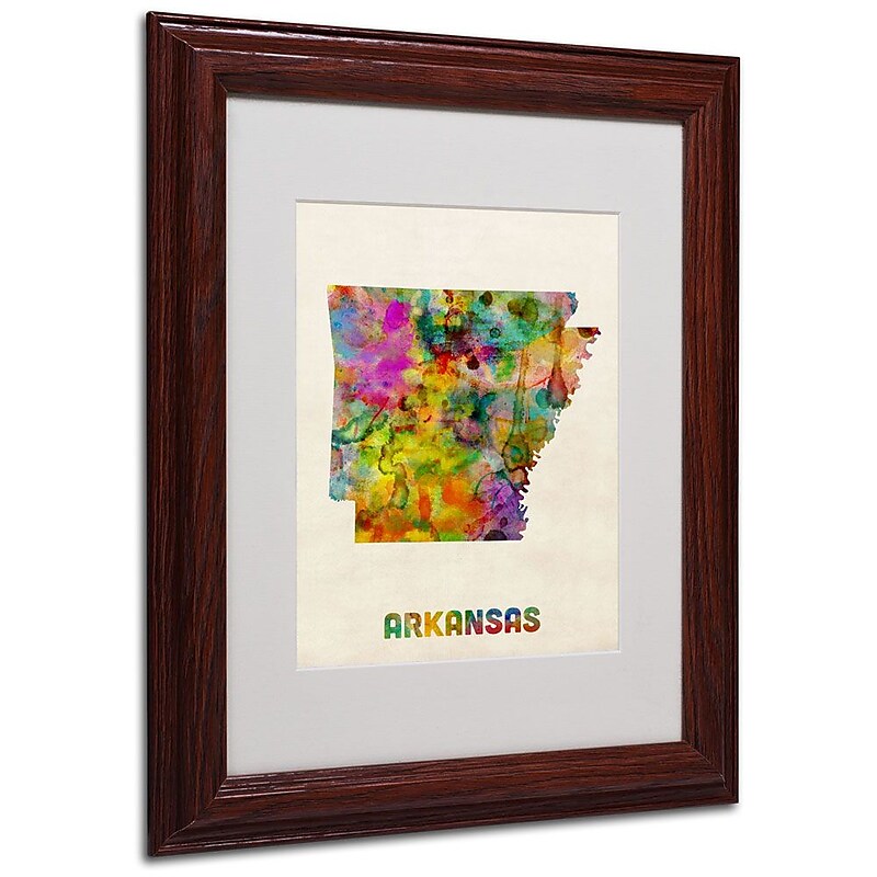 Trademark Fine Art 'Arkansas Map' 11" x 14" Wood Frame Art image 1
