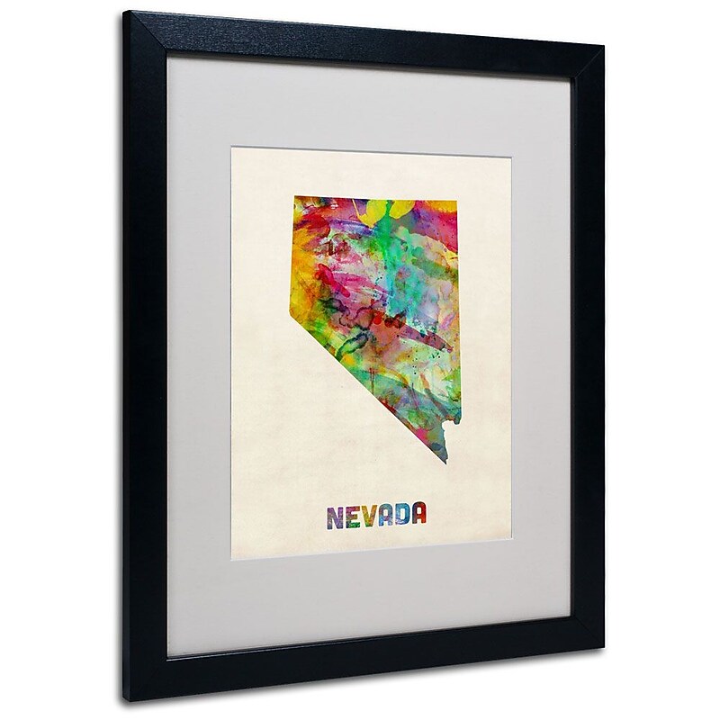Trademark Fine Art 'Nevada Map' 16" x 20" Black Frame Art image 1
