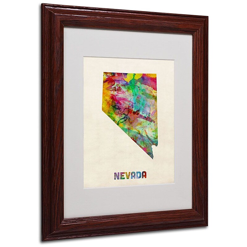 Trademark Fine Art 'Nevada Map' 11" x 14" Wood Frame Art image 1