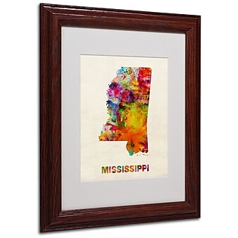 Trademark Fine Art 'Mississippi Map' 11" x 14" Wood Frame Art