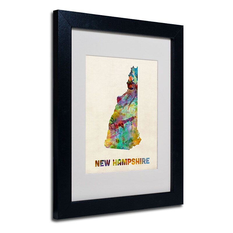 Trademark Fine Art 'New Hampshire Map' 11" x 14" Black Frame Art image 1