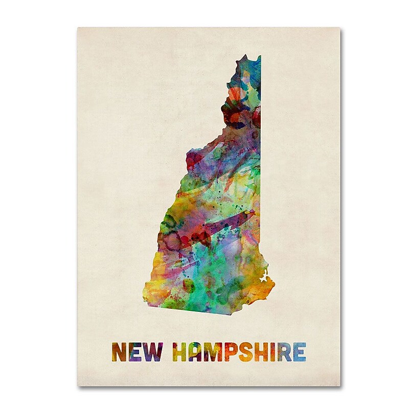 Trademark Fine Art 'New Hampshire Map' 14" x 19" Canvas Art image 1