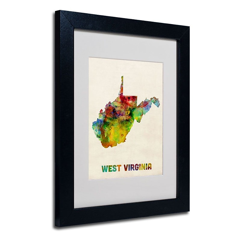 Trademark Fine Art 'West Virginia Map' 11" x 14" Black Frame Art image 1