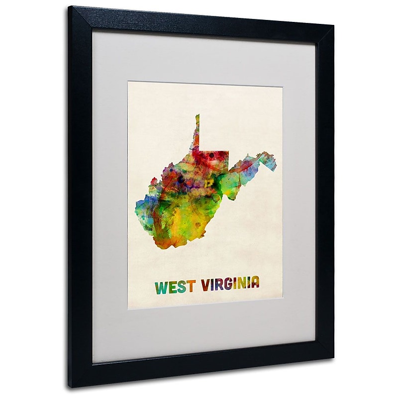 Trademark Fine Art 'West Virginia Map' 16" x 20" Black Frame Art image 1
