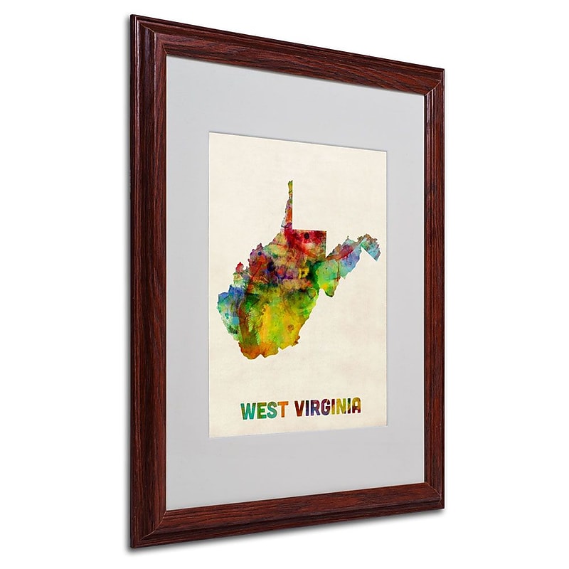 Trademark Fine Art 'West Virginia Map' 16" x 20" Wood Frame Art image 1