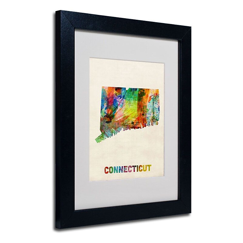 Trademark Fine Art 'Connecticut Map' 11" x 14" Black Frame Art image 1