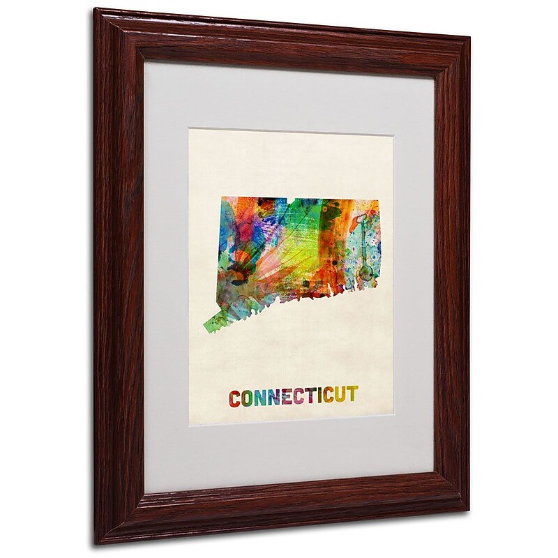 Trademark Fine Art 'Connecticut Map' 11" x 14" Wood Frame Art image 1