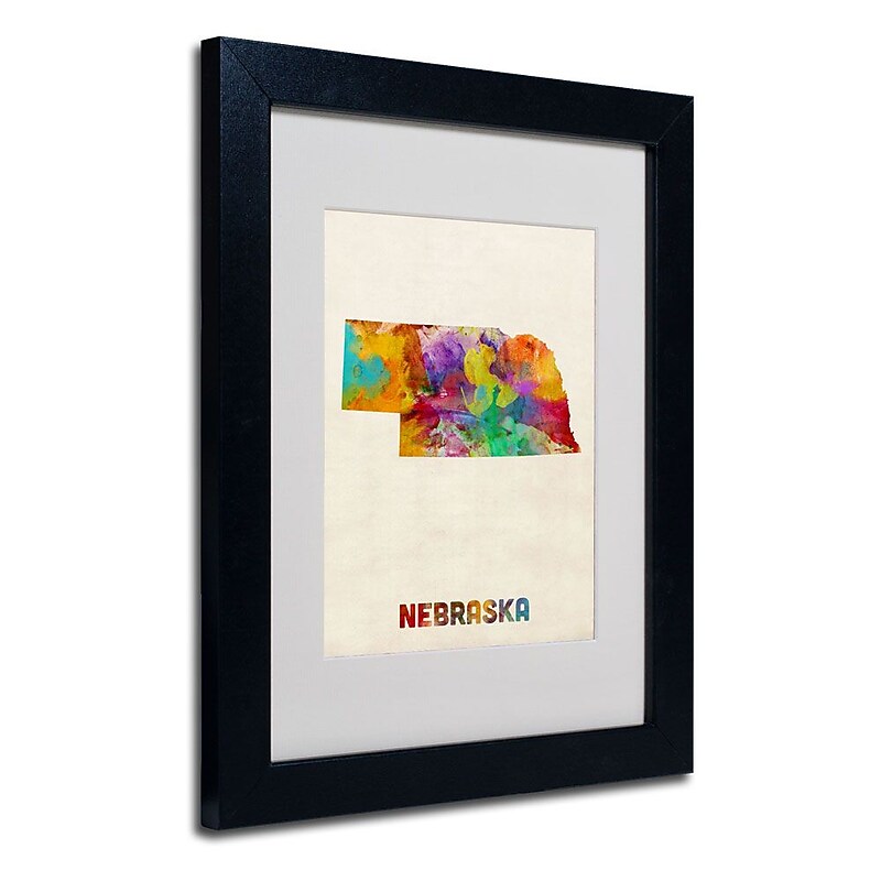 Trademark Fine Art 'Nebraska Map' 11" x 14" Black Frame Art image 1