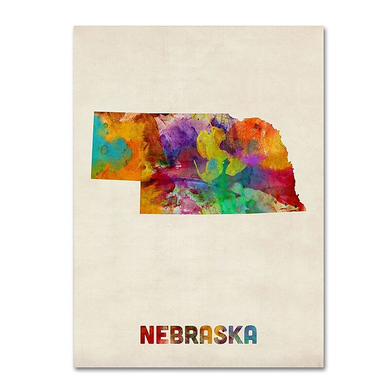 Trademark Fine Art 'Nebraska Map' 14" x 19" Canvas Art image 1